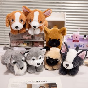 Birthday Gift Plush Toy Children's Heavy Particle Small Size Dog Lying Husky Doll Claw Machine Stuffed Animal