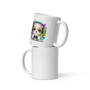 White glossy mug Shih Tzu Gaming