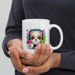 White glossy mug Shih Tzu Gaming