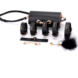 Erotic Toys Adult Play Kit Leather Bondage Restraint Set for Couples - Handcuffs and Foot Cuffs